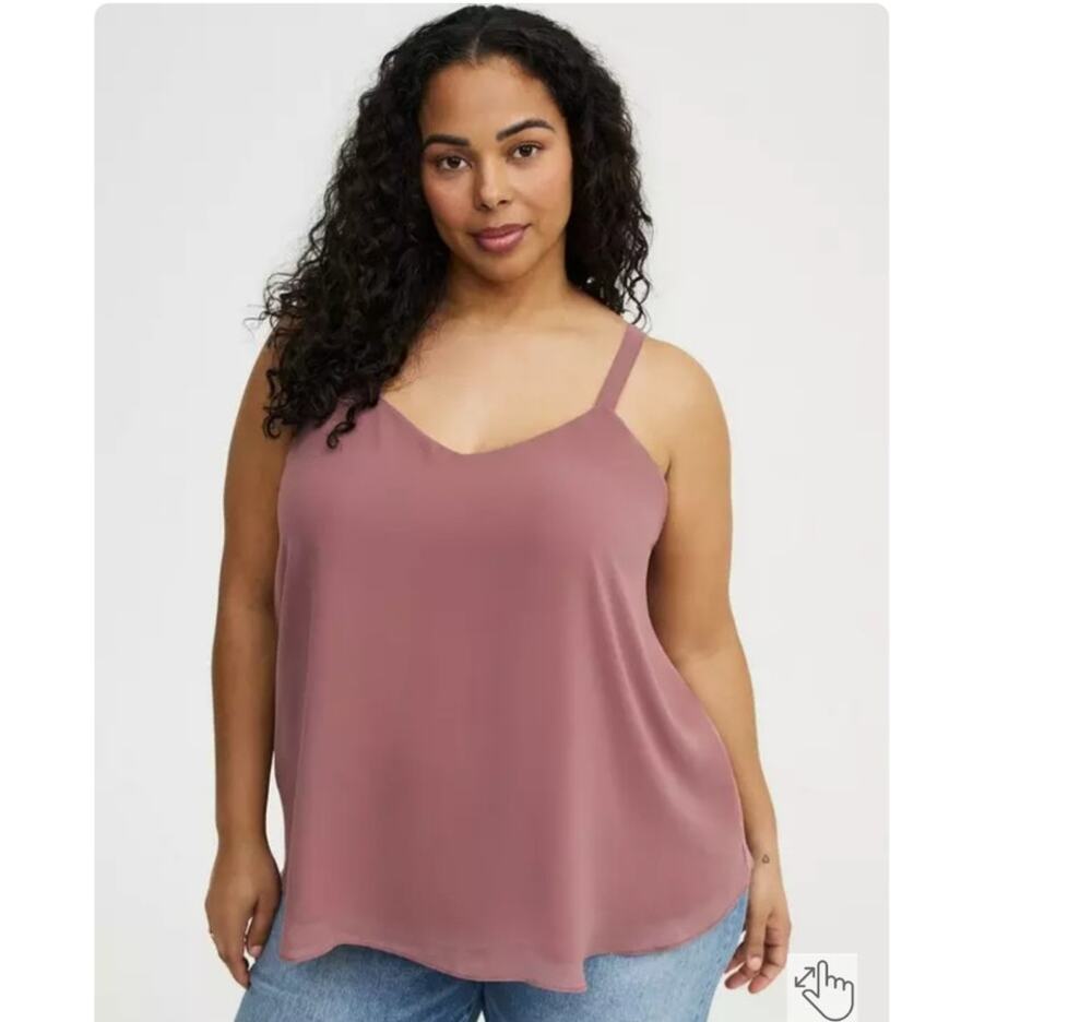 Torrid 2 Women 2x Sophie Chiffon Swing Cami Tank Top Rose